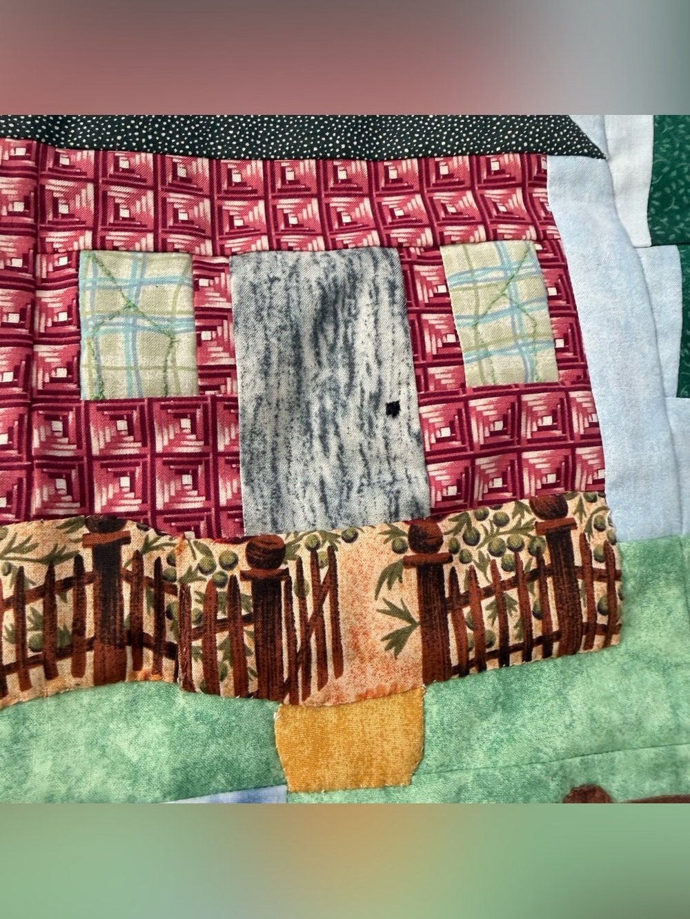 Wall Hanging Quilt Throw Country Cabin Bear Fish‎ Lodge Pine Trees Moon 24”x 24” - Picture 10 of 11